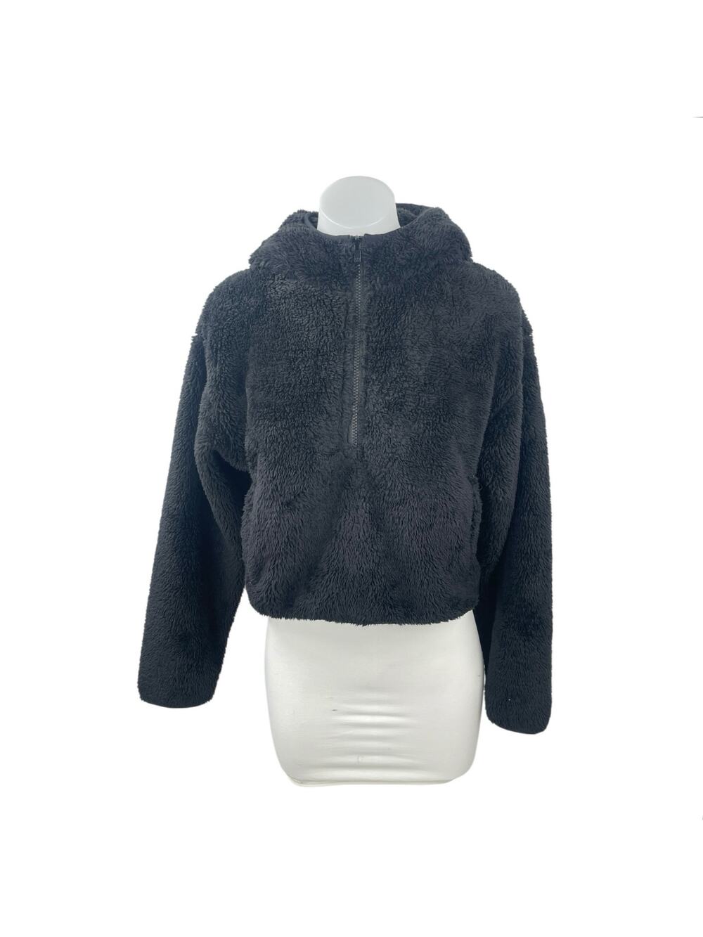Aritzia Sunday Best Womens Black Faux Fur Long Sleeve Teddy Hooded Coat Jacket S
